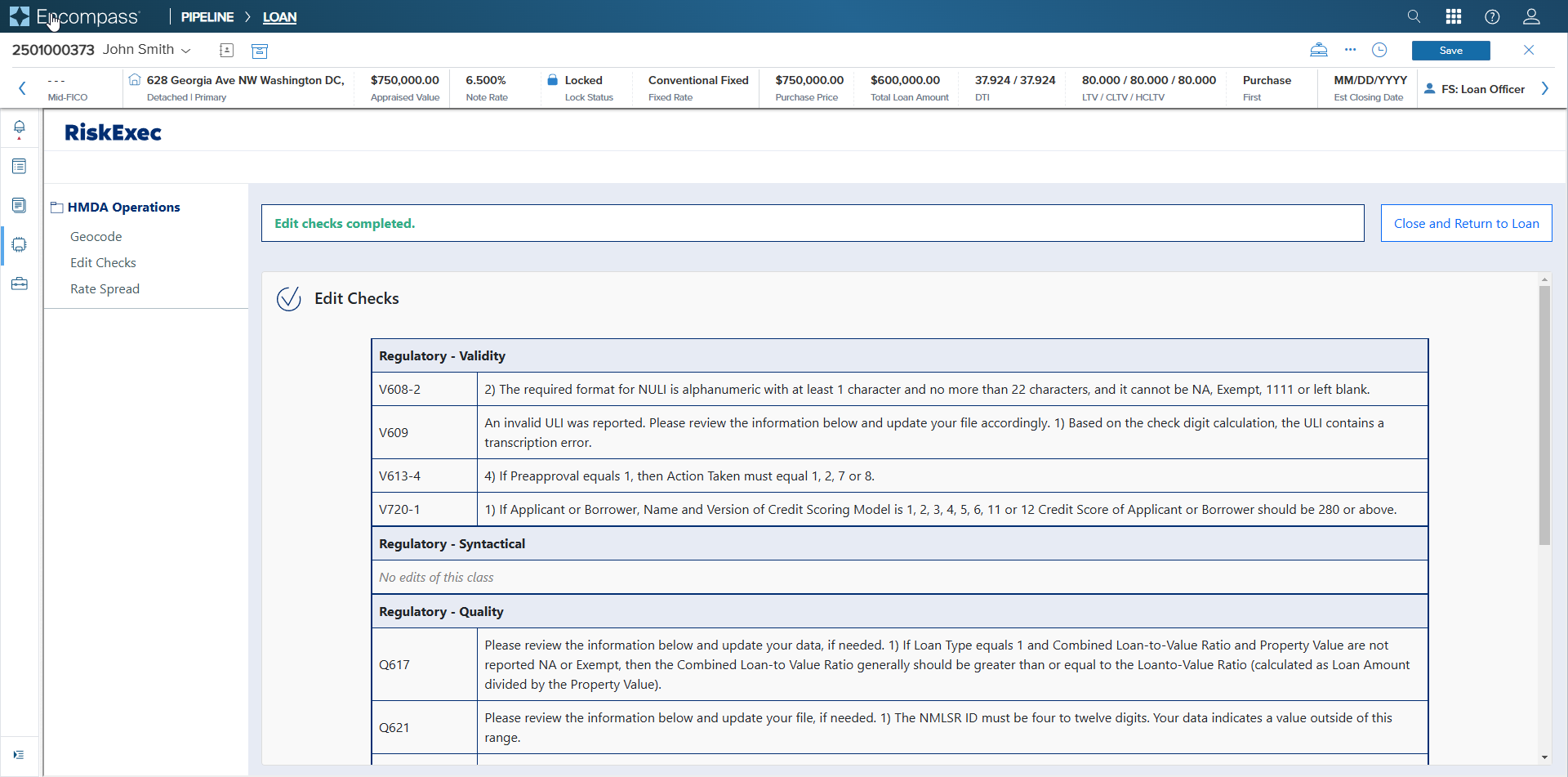 Encompass RiskExec Integration for HMDA